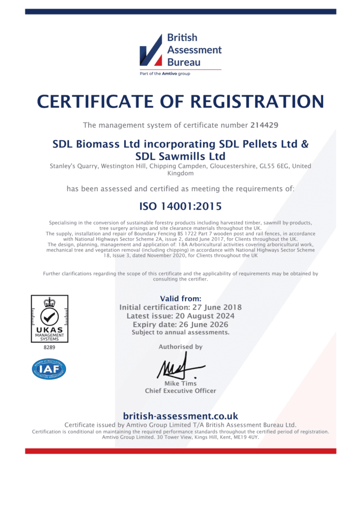 SDL Pellets ISO Certifications