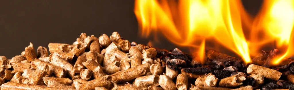 BSL Wood Pellets burning in a CHP Biomass Boiler. 